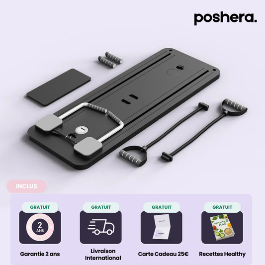 Compact pilates machine for beginners noir avec accessoires ergonomiques pour exercices de fitness à domicile